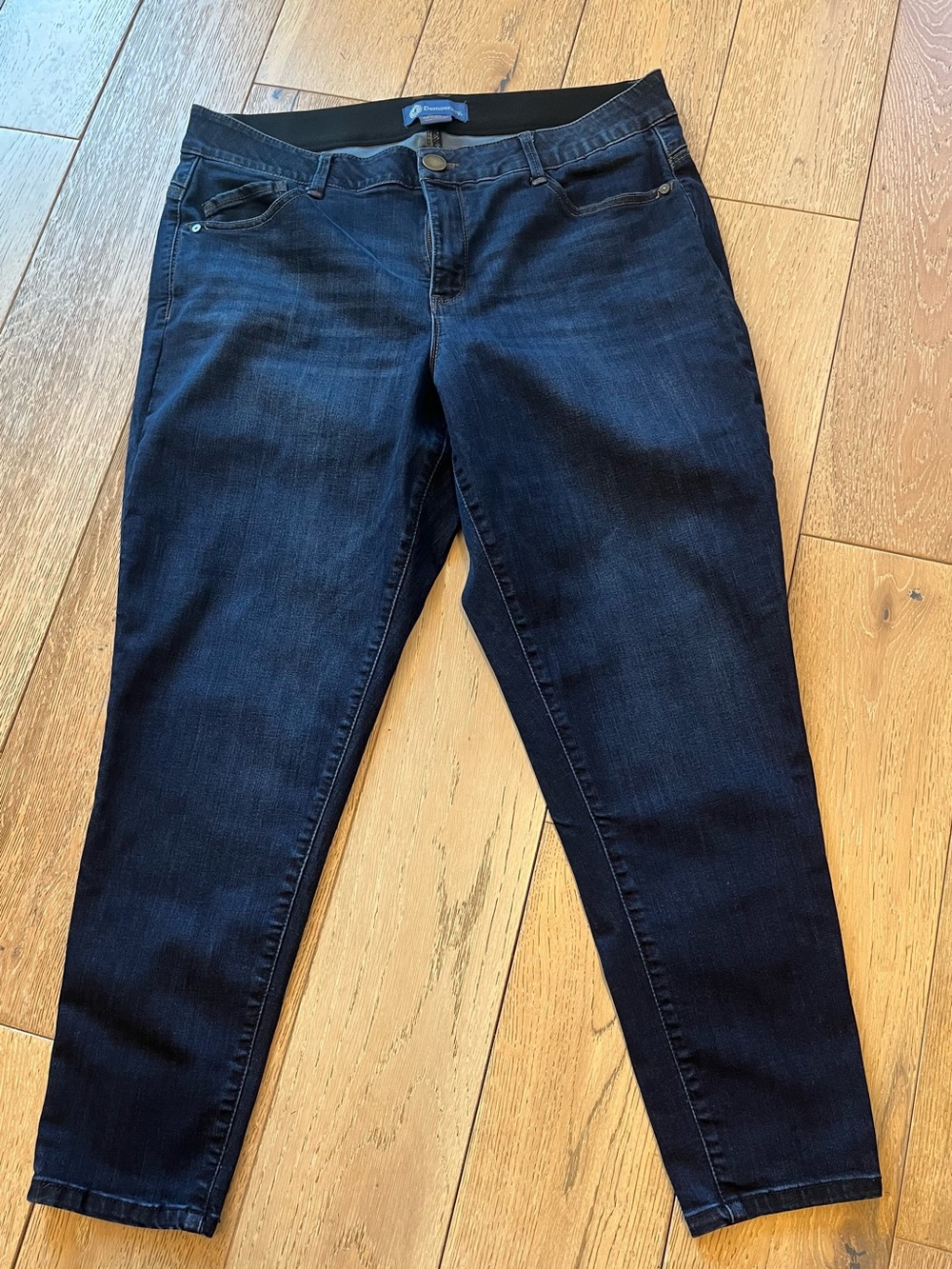 NWOT DEMOCRACY Jeans “Ab” Solution High Rise Slim Panels Straight Cut Blue Denim
